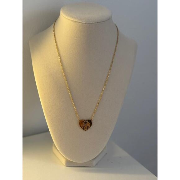 Unbranded Jewelry - Gold Heart Saint Necklace Religious Pendant Stainless Steel Charm Gift